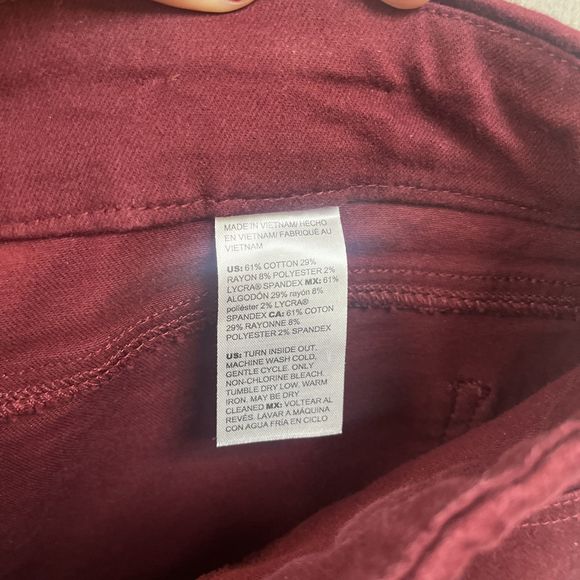 Chico’s Pull On Jegging Ankle Pants 3 16 R Red Denim Twill Stretch Waist - Picture 4 of 7